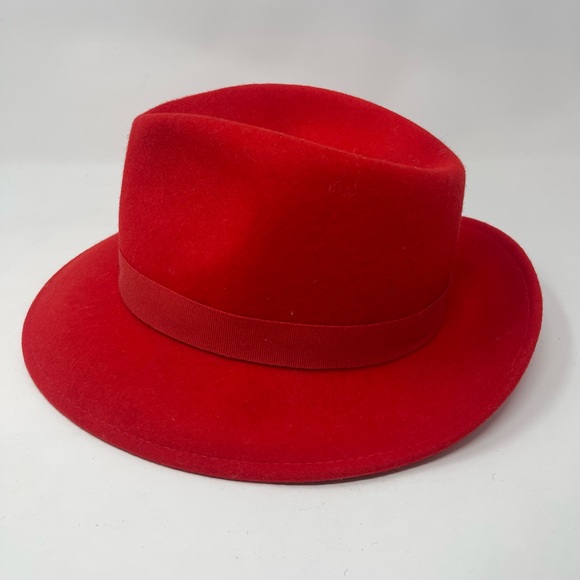 Vintage 100% Wool Red Fedora Hat | Classic Wide Brim | Statement Winter Hat - Picture 5 of 8